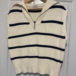 Tan and black striped sleeveless top